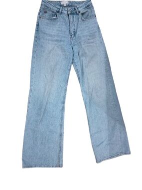 H&M Light Wash Faded Wide Leg Jeans High Rise Size 6